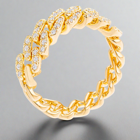 Whispers of Eternity - CZ Flexible Chain Gold Plated Ring