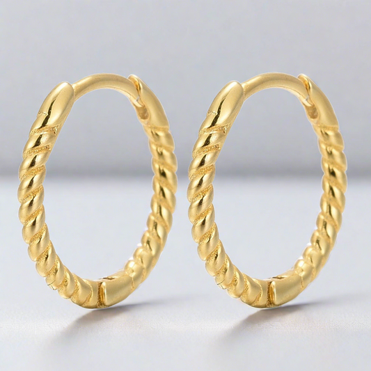 Twisted Gold Huggie Hoop Earrings