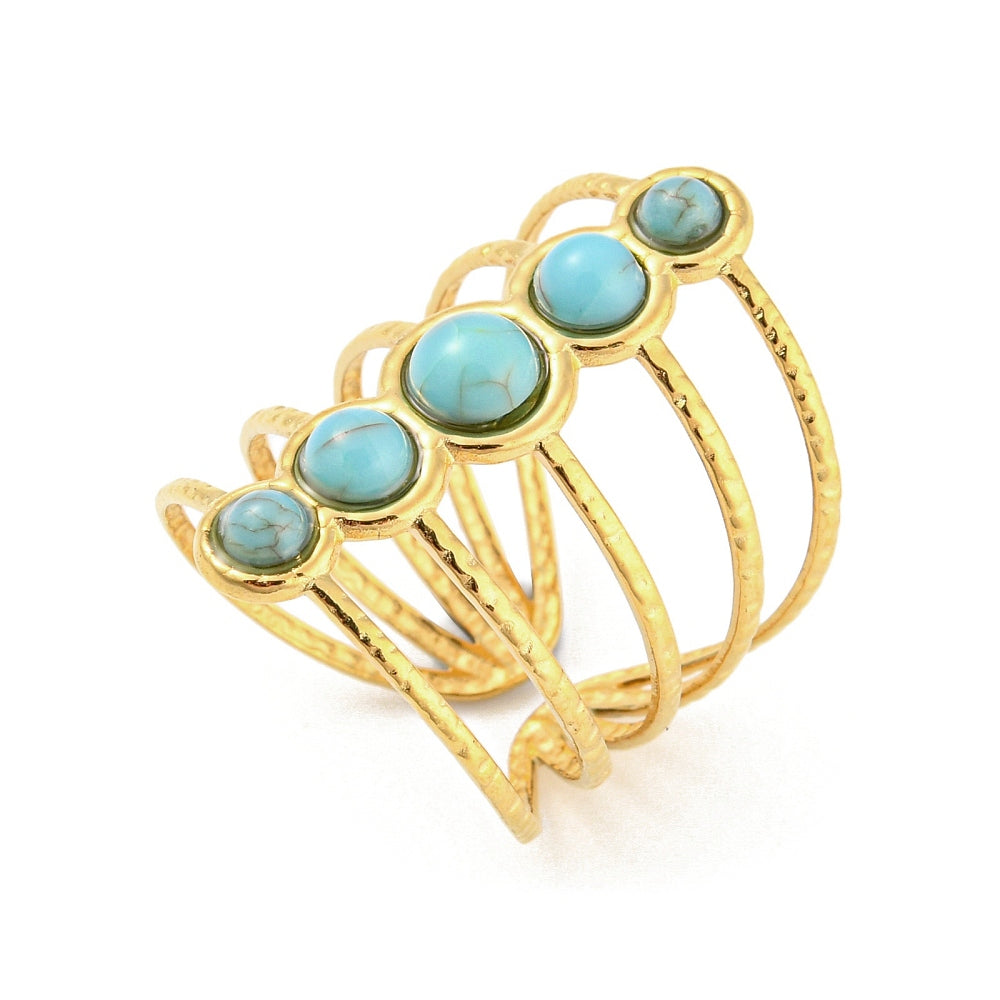 Whispering Waves Turquoise Cuff Ring