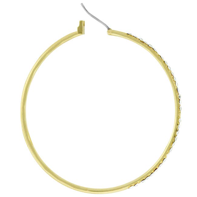  2-inch Gold Plated Crystal Hoop Earrings on white background