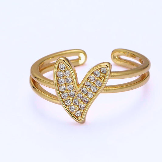 MicroPave Gold Heart Ring