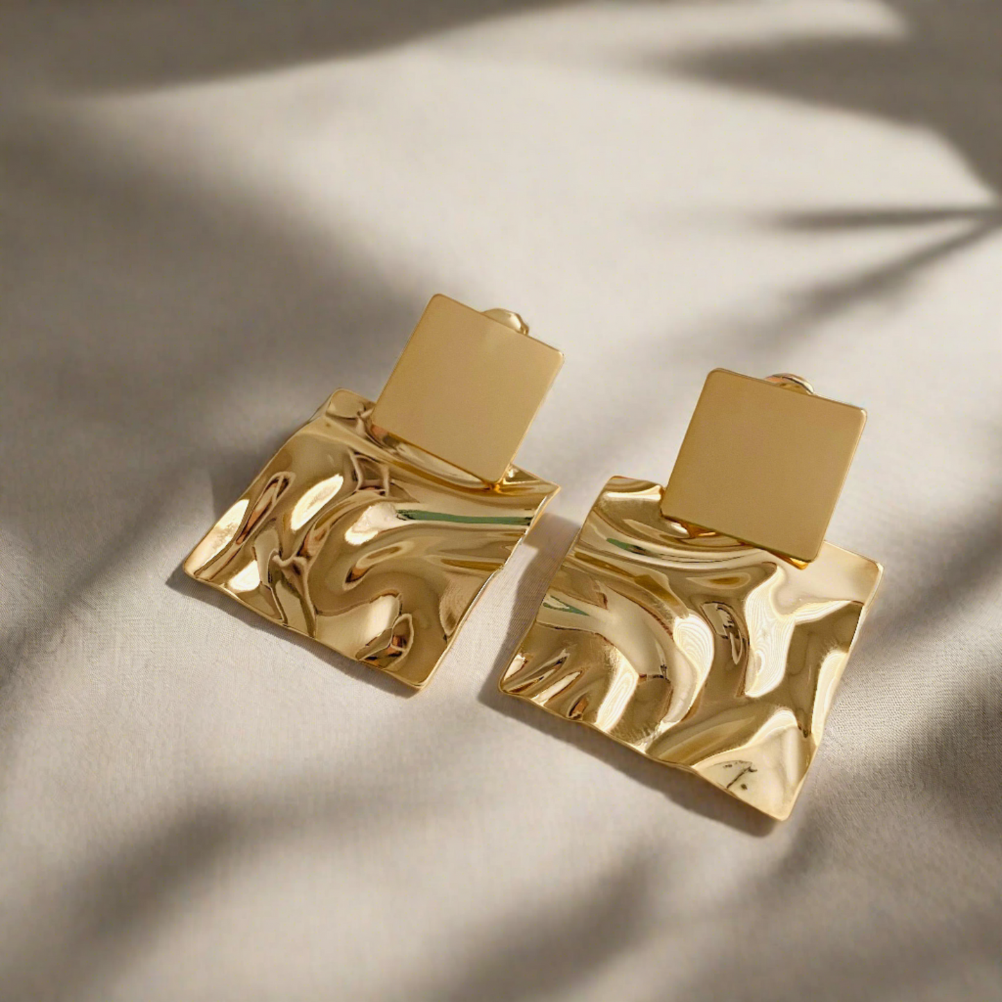 Elegant Hammered Gold Earrings