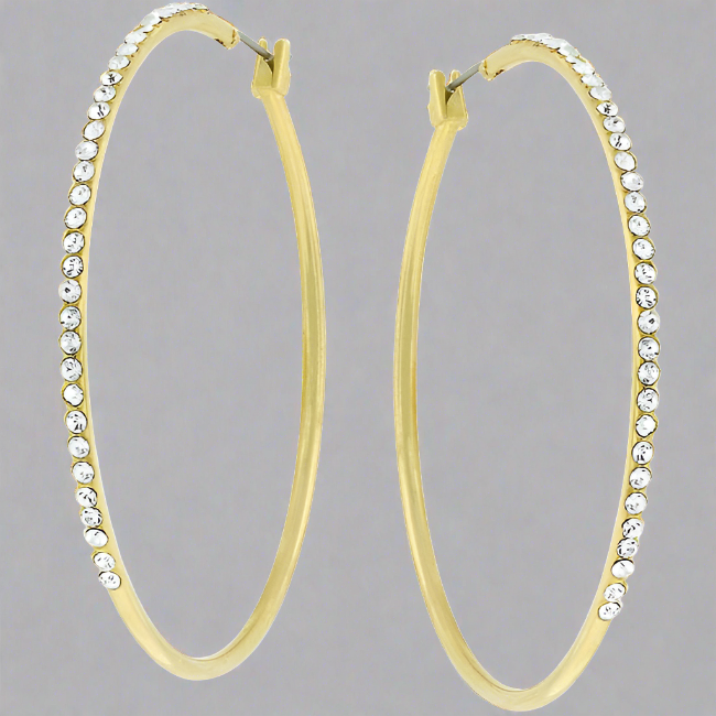 Twinkling Memories - Gold-Plated Crystal Hoop Earrings