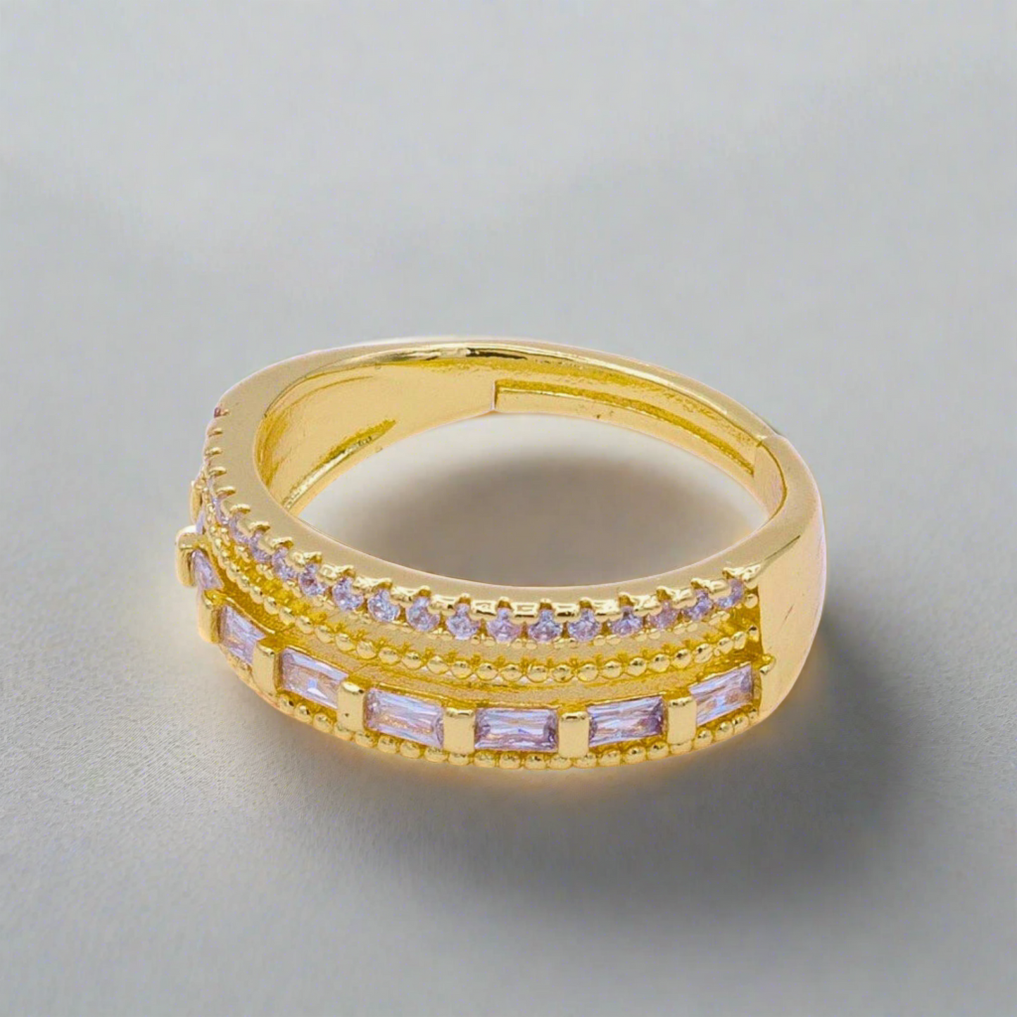 Twinkle of Eternity - Baguette Beaded Gold Filled Ring