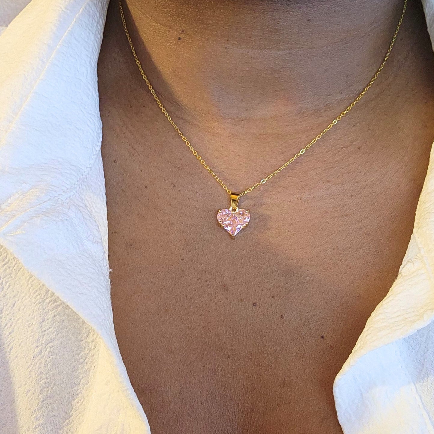 Blushing Heart Zircon Pendant Necklace