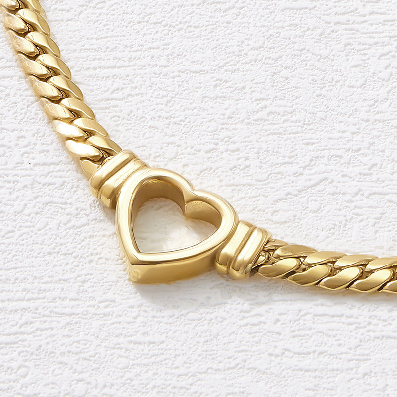 Golden Heartbeat Stainless Steel Necklace