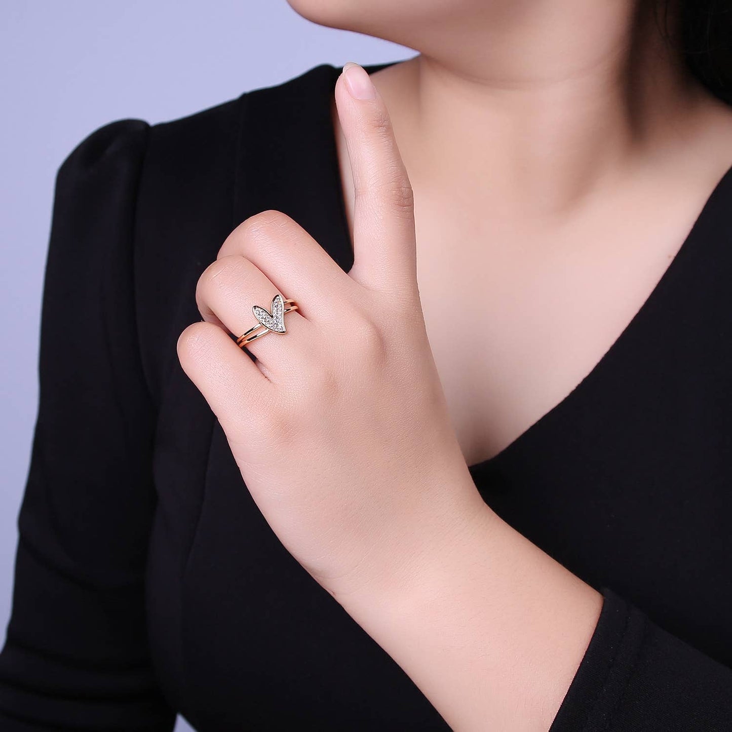 MicroPave Gold Heart Ring
