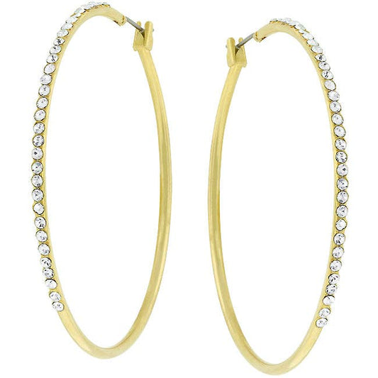  2-inch Gold Plated Crystal Hoop Earrings on white background